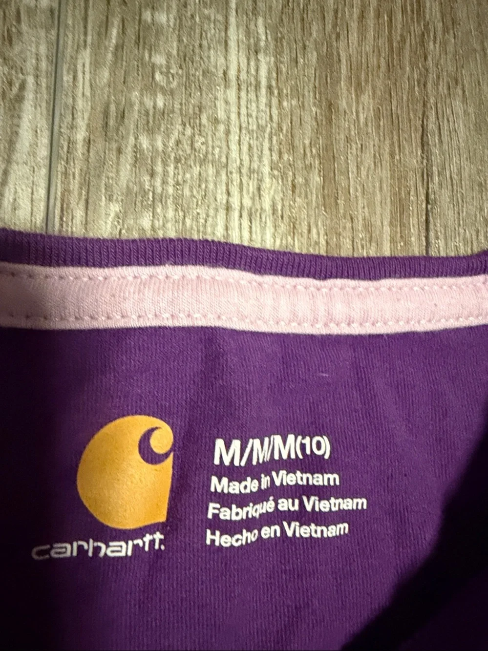 Carhartt Purple Long Sleeve Tee with Pink, Teal, White Graphic